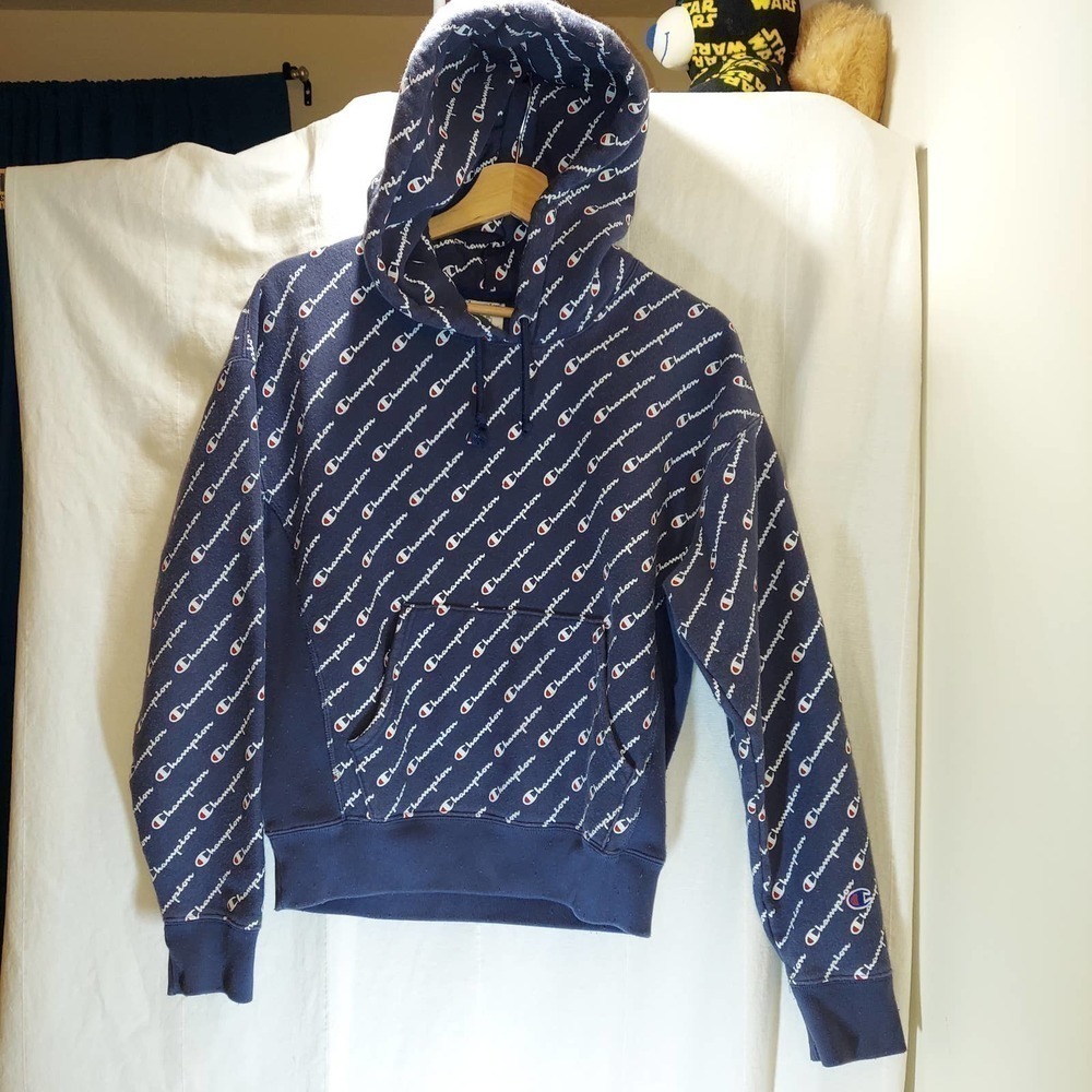 CHAMPION Reverse Weave, Logo Hoodie, Thick, Color Blocked, Size M, Tie H…